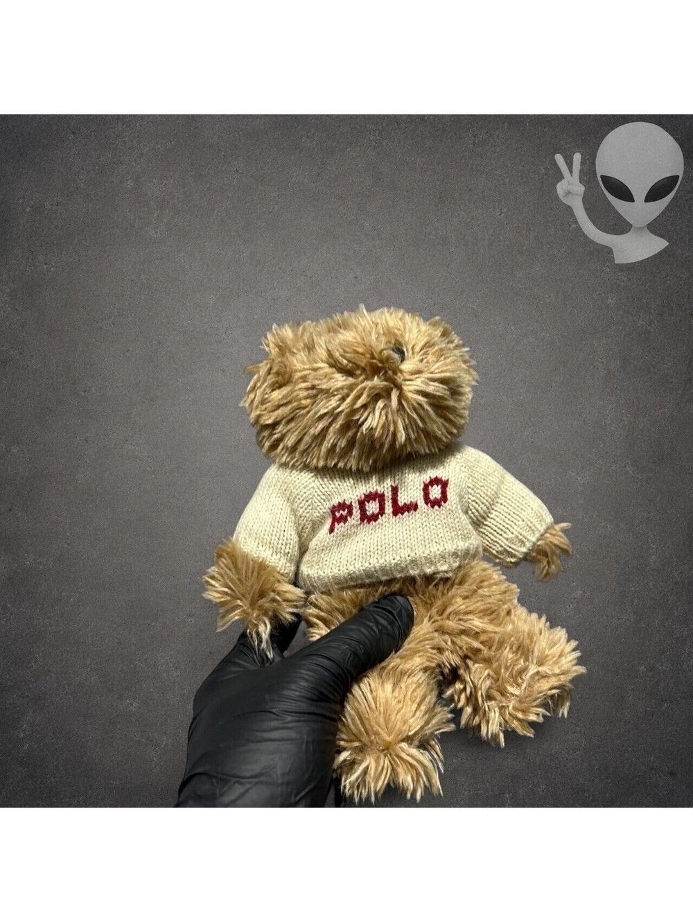 Vintage 2002 Polo Ralph Lauren Bear Plush Cream POLO Knit Sweater Teddy Bear 8